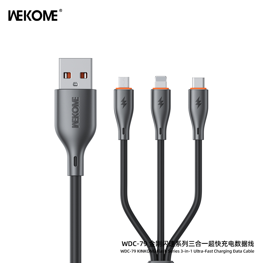 WEKOME WDC-79 KINGKONG Flash Series 3-in-1 Ultra-fat Charging Data Cable